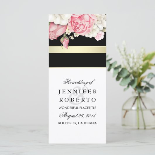 Floral Vintage Trouwprogramma Programmakaart (Staand voorkant)