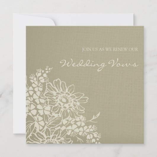 Floral Vintage Wedding Vow Renewal Uitnodiging (Voorkant)