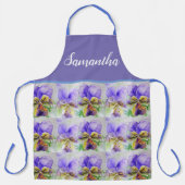 Floral Viola Violas Waterverf Schildervrouwen Schort (Voorkant)