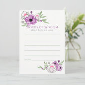 Floral Violet and Sage Baby shower Mam Advice Kaart (Staand voorkant)