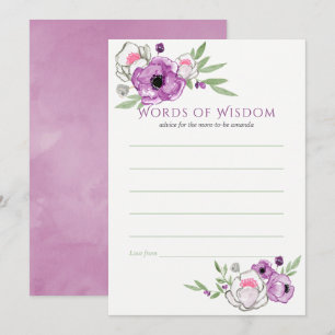 Floral Violet and Sage Baby shower Mam Advice Kaart