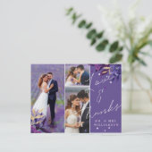 Floral Violet bruiloft dank u foto Briefkaart (Staand voorkant)