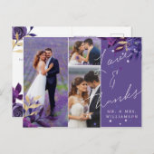Floral Violet bruiloft dank u foto Briefkaart (Voorkant / Achterkant)
