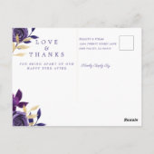Floral Violet bruiloft dank u foto Briefkaart (Achterkant)