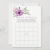 Floral Violet en Sage Baby shower Baby Bingo Kaart (Voorkant)