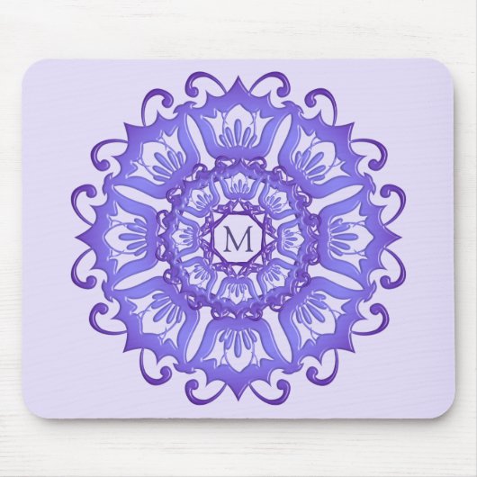 Floral violet mandala. Monogram. Muismat (Voorkant)