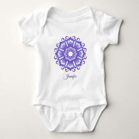Floral violet mandala.Naam. Romper (Voorkant)
