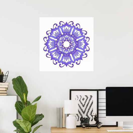Floral violet mandala. poster (Thuiskantoor)