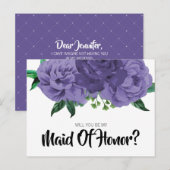 Floral Violet Paars ben mijn dienstmeisje van het Uitnodiging Briefkaart (Voorkant / Achterkant)
