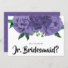Floral Violet Paars ben mijn Junior Bridesmaid Kaa Kaart