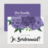 Floral Violet Paars Junior Bridesmaid Briefkaart (Voorkant / Achterkant)