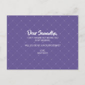 Floral Violet Paars Junior Bridesmaid Briefkaart (Achterkant)