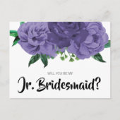 Floral Violet Paars Junior Bridesmaid Briefkaart (Voorkant)
