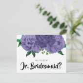 Floral Violet Paars Junior Bridesmaid Briefkaart (Staand voorkant)