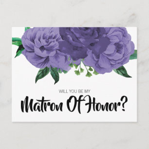Floral Violet Paars Matron van het Honor Briefkaar Uitnodiging Briefkaart