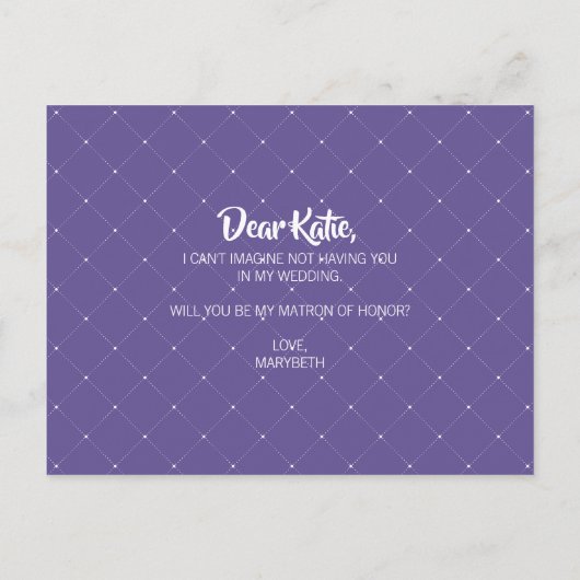 Floral Violet Paars Matron van het Honor Briefkaar Uitnodiging Briefkaart (Achterkant)