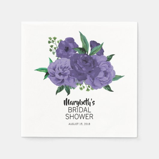 Floral Violet Paars Vrijgezellenfeest Napkin Servetten (Voorkant)