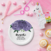 Floral Violet Paars Vrijgezellenfeest Paper Bord (Feest)