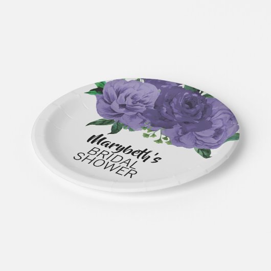 Floral Violet Paars Vrijgezellenfeest Paper Bord (Gekanteld)