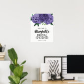 Floral Violet Paars Vrijgezellenfeest Welkom Poster (Thuiskantoor)