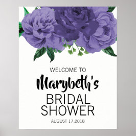 Floral Violet Paars Vrijgezellenfeest Welkom Poster