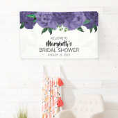 Floral Violet Paars Vrijgezellenfeest Welkomstbann Spandoek (Insitu)