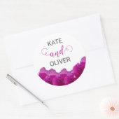 Floral Violet Paarse Rozen Elegante bruiloft Ronde Sticker (Envelop)