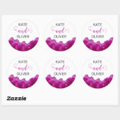 Floral Violet Paarse Rozen Elegante bruiloft Ronde Sticker (Vel)