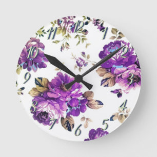 Floral Violet Pattern Ronde Klok