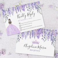 Floral Violet Tiara Paarse Quinceanera RSVP-kaart