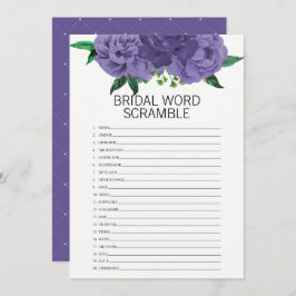 Floral Violet Vrijgezellenfeest Word Scramble Game Kaart