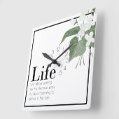 Floral Violets White op White Life Quote   Vierkante Klok (Hoek)