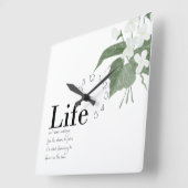 Floral Violets White op White Life Quote Vierkante Klok (Hoek)