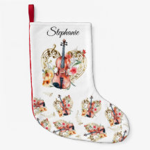 Floral Violins Gold Muzieknoten Kerstvakantie