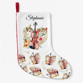 Floral Violins Gold Muzieknoten Kerstvakantie Kleine Kerstsok