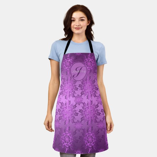 Floral  vioolpatroon apron schort (Gedragen)