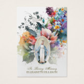 Floral Virgin Mary Fatima Funeral Prayer Kaart (Voorkant)