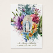 Floral Virgin Mary Floral Funeral Prayer Kaart (Voorkant)