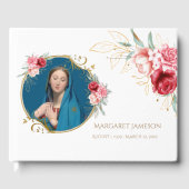 Floral Virgin Mary Funeral Memorial Guest Book Gastenboek (Voorkant)