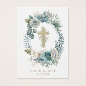 Floral Virgin Mary katholieke bruiloft Kaart gebed (Voorkant)