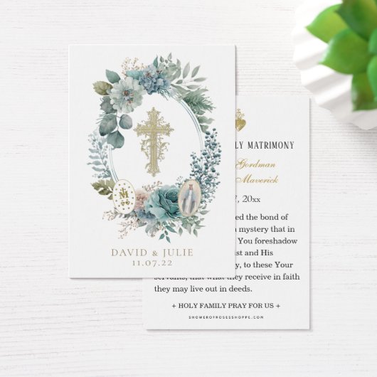 Floral Virgin Mary katholieke bruiloft Kaart gebed (Bureau)