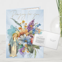 Floral VIRGIN MARY Memorare Prayer Kaart
