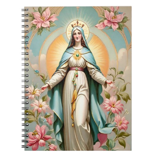 Floral Virgin Mary Notitieboek (Voorkant)