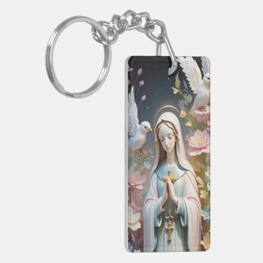 Floral Virgin Mary Sleutelhanger (Voorkant Links)