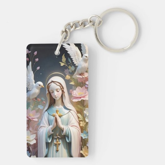 Floral Virgin Mary Sleutelhanger (achterkant)