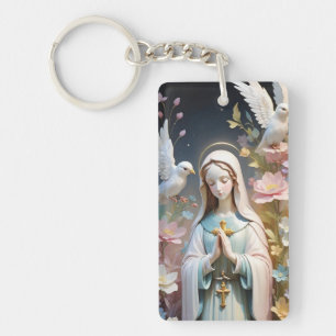 Floral Virgin Mary Sleutelhanger
