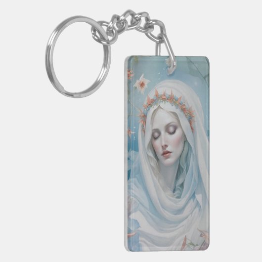 Floral Virgin Mary Sleutelhanger (Voorkant Links)
