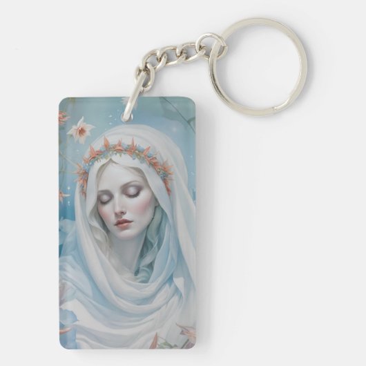 Floral Virgin Mary Sleutelhanger (achterkant)