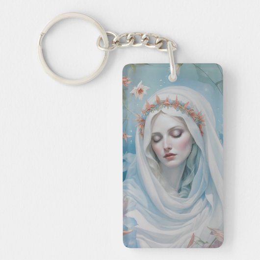 Floral Virgin Mary Sleutelhanger (Voorkant)