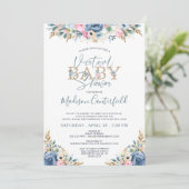 Floral Virtual Baby shower Navy Blue Blauwgroen Go Kaart (Staand voorkant)